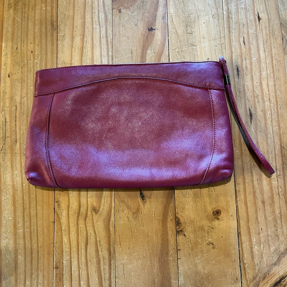 Vintage Toni Red Leather Clutch with Wrist Strap